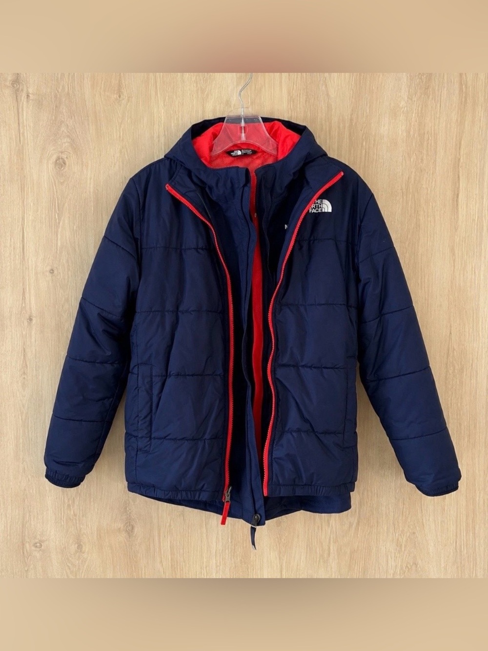 The North Face Boys 3-in-1 Jacket L/G 14/16 Navy Red DryVent 2-Piece